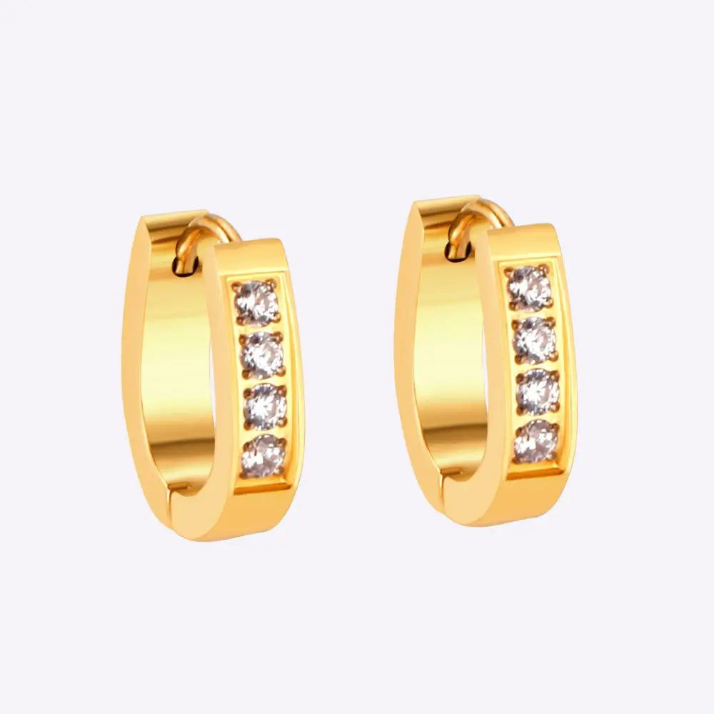 Trendy Oval Shape With Crystal Stainless Steel Ear Hoop Earrings For Women Party Jewellry Steel Earings pendientes asonjewelry